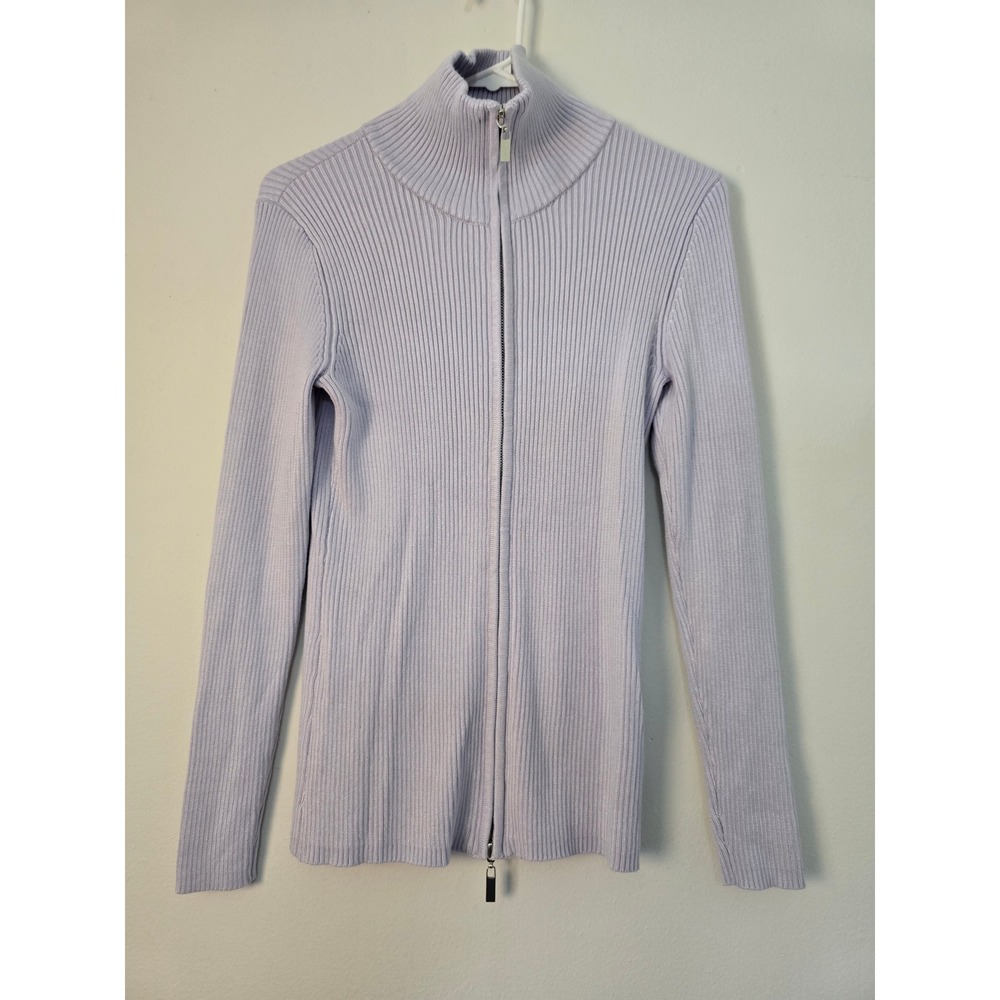 Boston Proper Sweater Cardigan Ribbed Zip Up Womens Small Light Purple